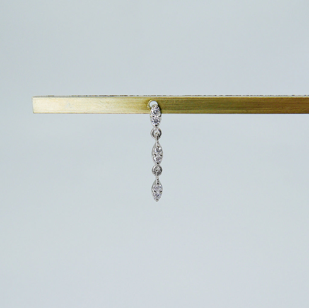 Deja Vu Triple Drop Diamond Earring, Diamond Earring, Triple Drop Diamond Earring, 14k Gold Diamond Earring, Dainty Diamond Earring