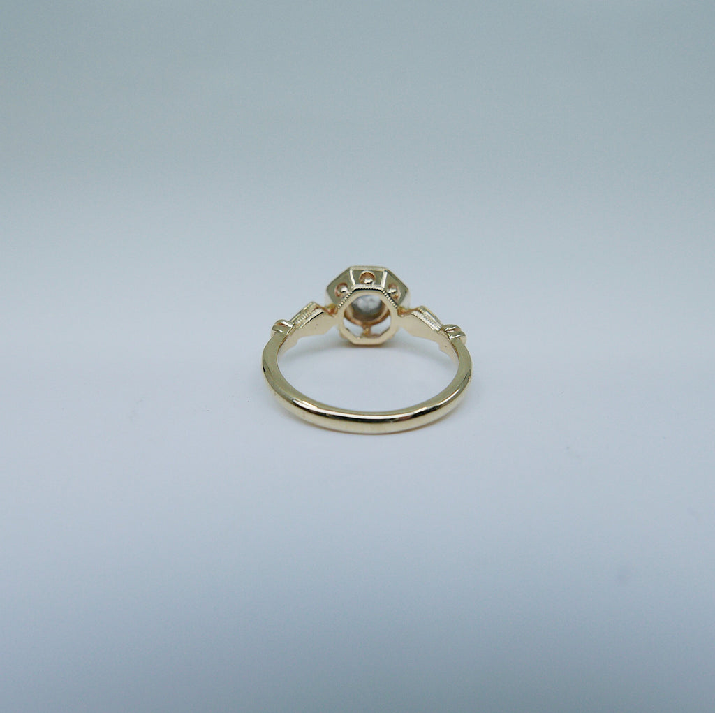 Webbed Eloise Rose Cut Grey Diamond Ring, One of a Kind Ring, OOAK, 14k yellow gold ring, vintage inspired ring, rustic diamond ring