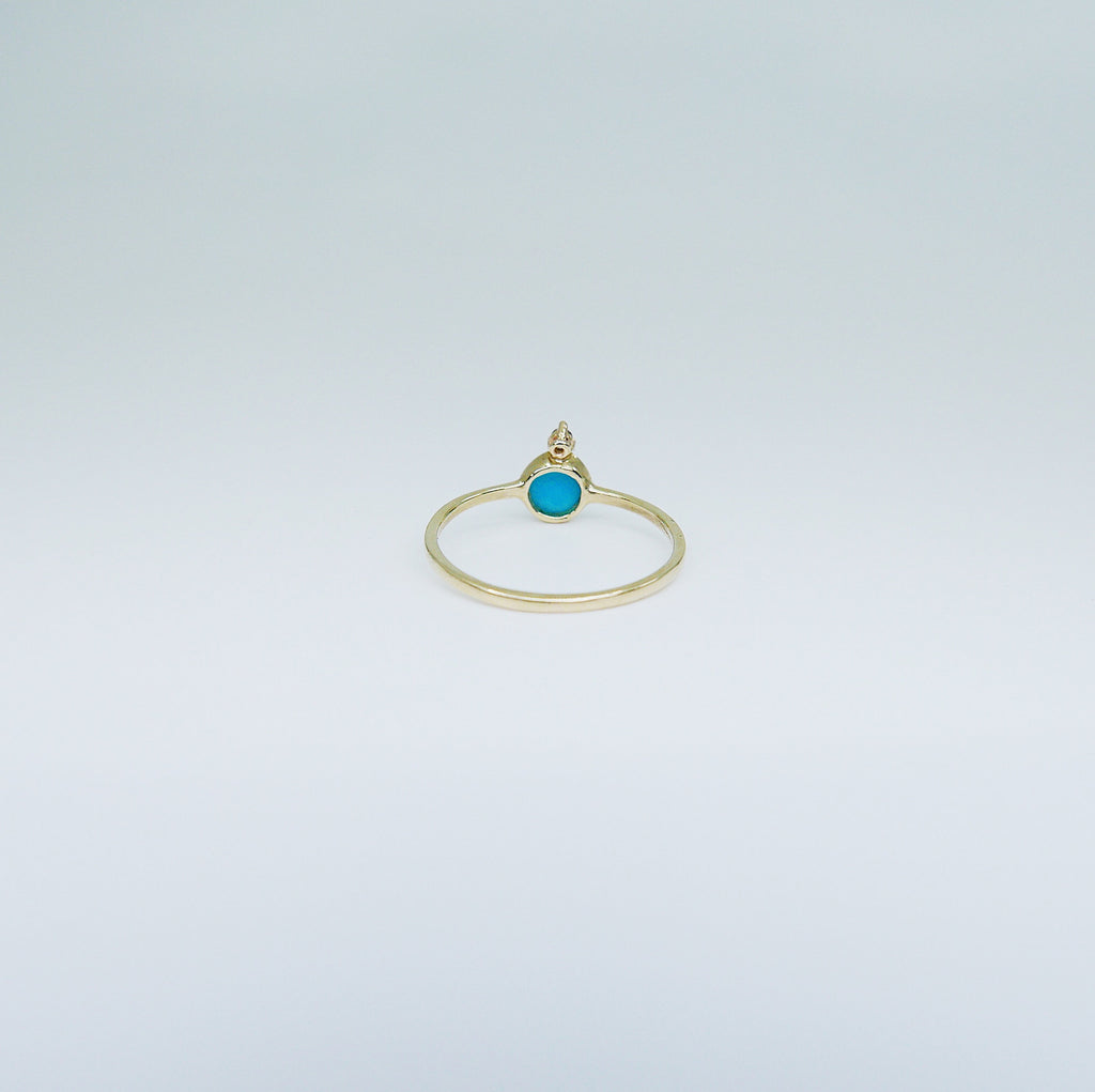 Aisha Turquoise bezel and diamond ring, Gold Diamond Turquoise ring, Turquoise stacking ring, Diamond stacking band, boho Wedding ring