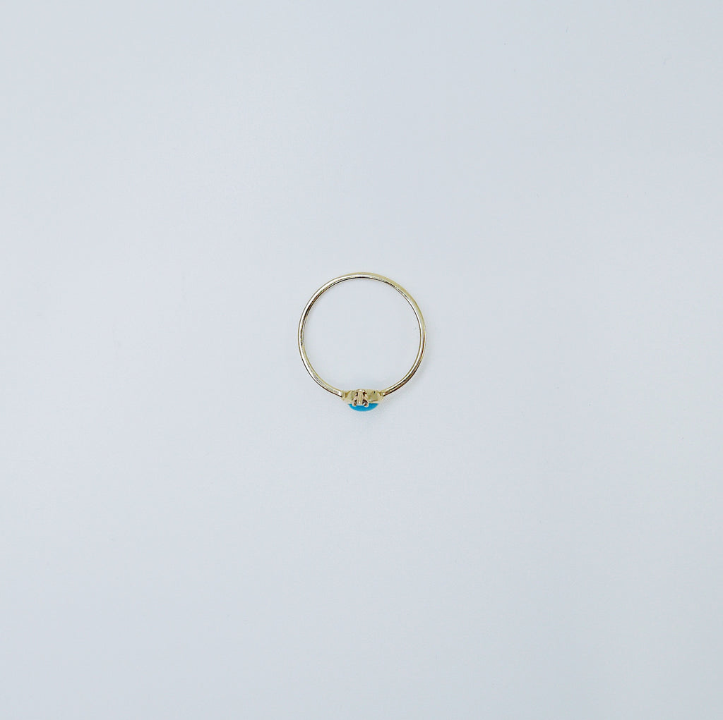 Aisha Turquoise bezel and diamond ring, Gold Diamond Turquoise ring, Turquoise stacking ring, Diamond stacking band, boho Wedding ring