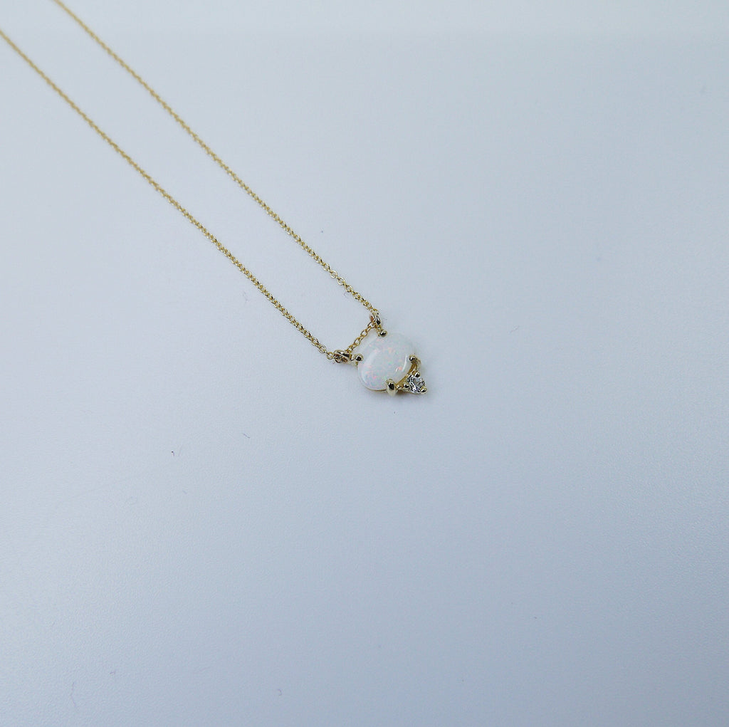 Nyla Opal Aquamarine Necklace, Oval opal and aquamarine necklace, two stone pendant necklace, prong set necklace