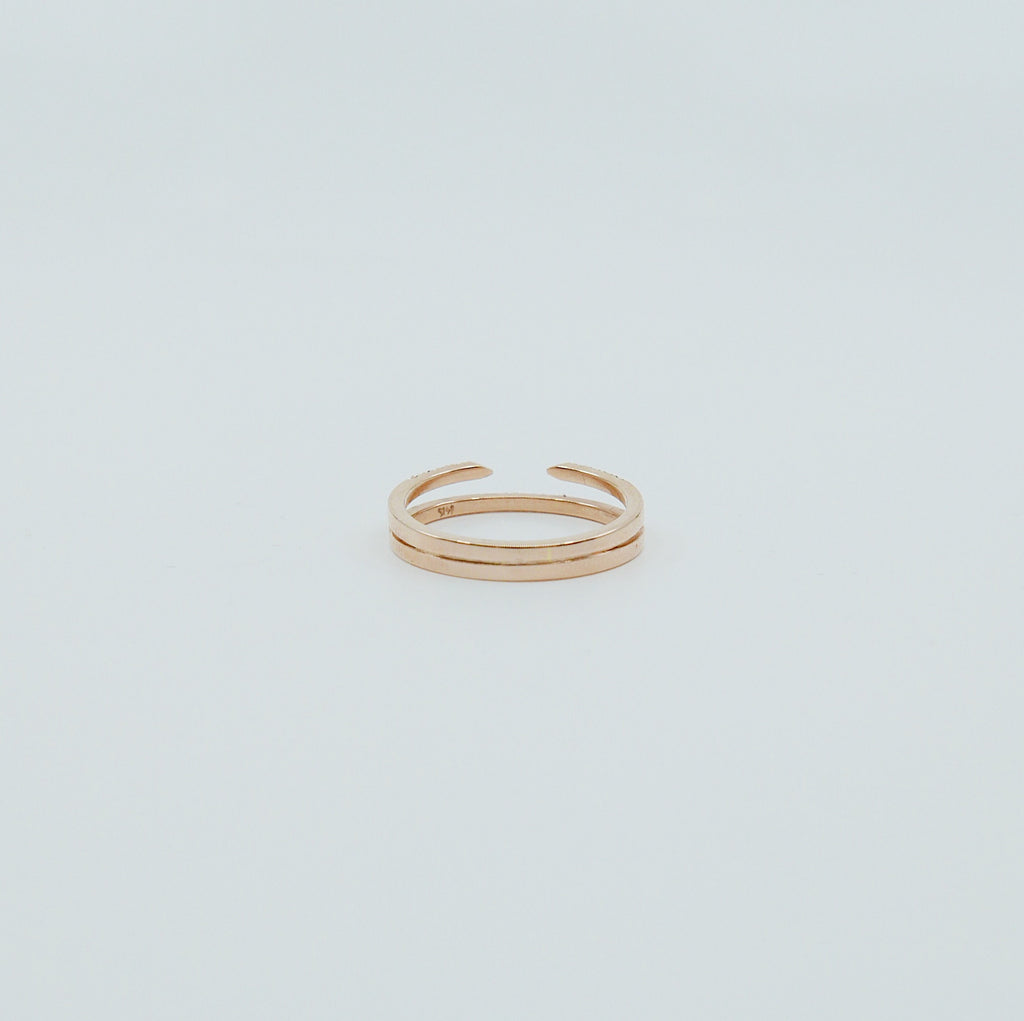 Double On Pointe Ring, open diamond cuff ring, pointed cuff ring, stacking ring, wedding band, open engagement band, black diamond ring