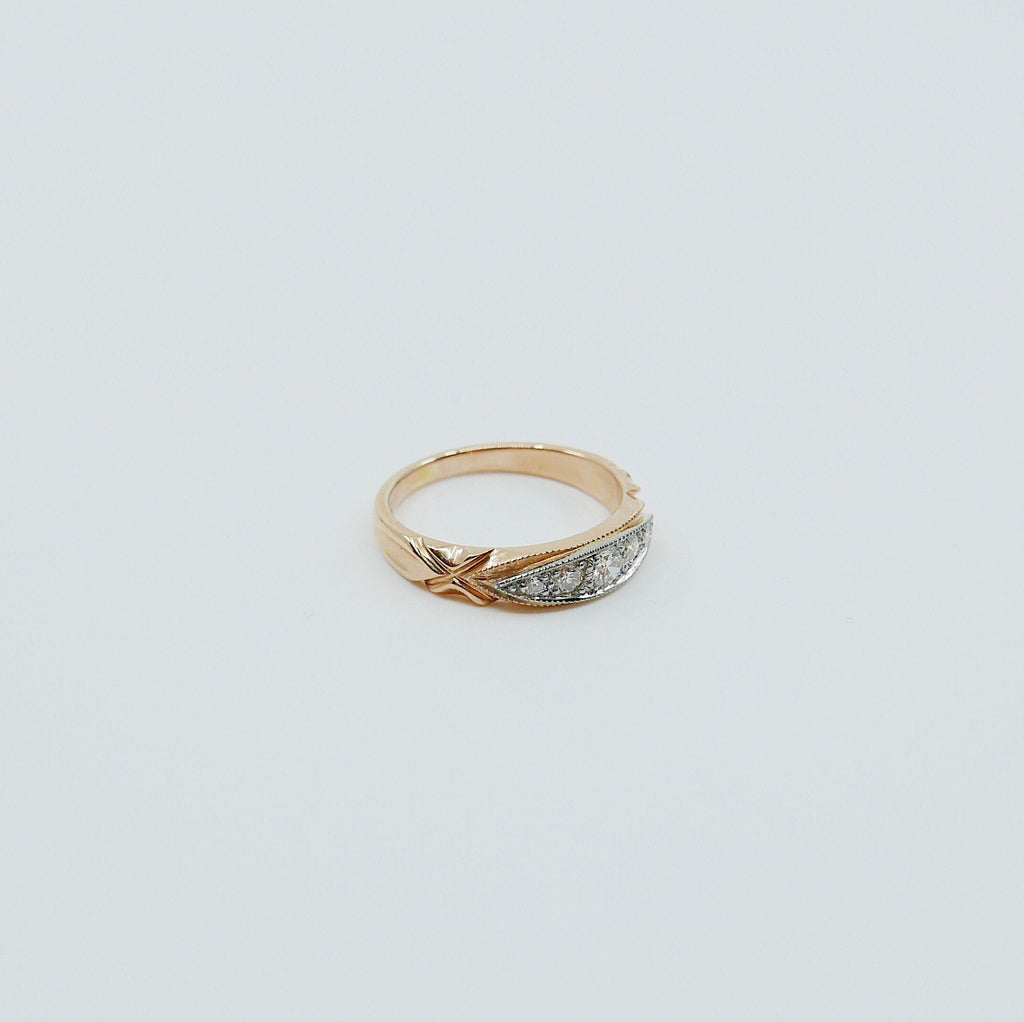 Maeve Diamond Ring, 14k gold diamond ring, two tone diamond ring, Diamond Bar ring, statement diamond ring, statement ring, vintage inspired
