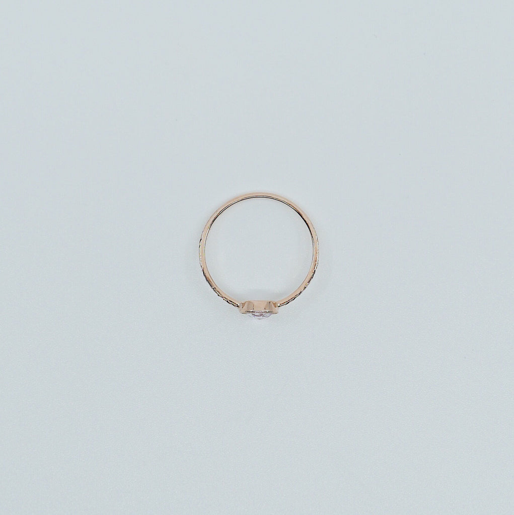 Juliette Rose Cut Light Pink Sapphire Ring, gold solitaire ring, bezel stone ring, 14k gold light pink sapphire ring, gold diamond band