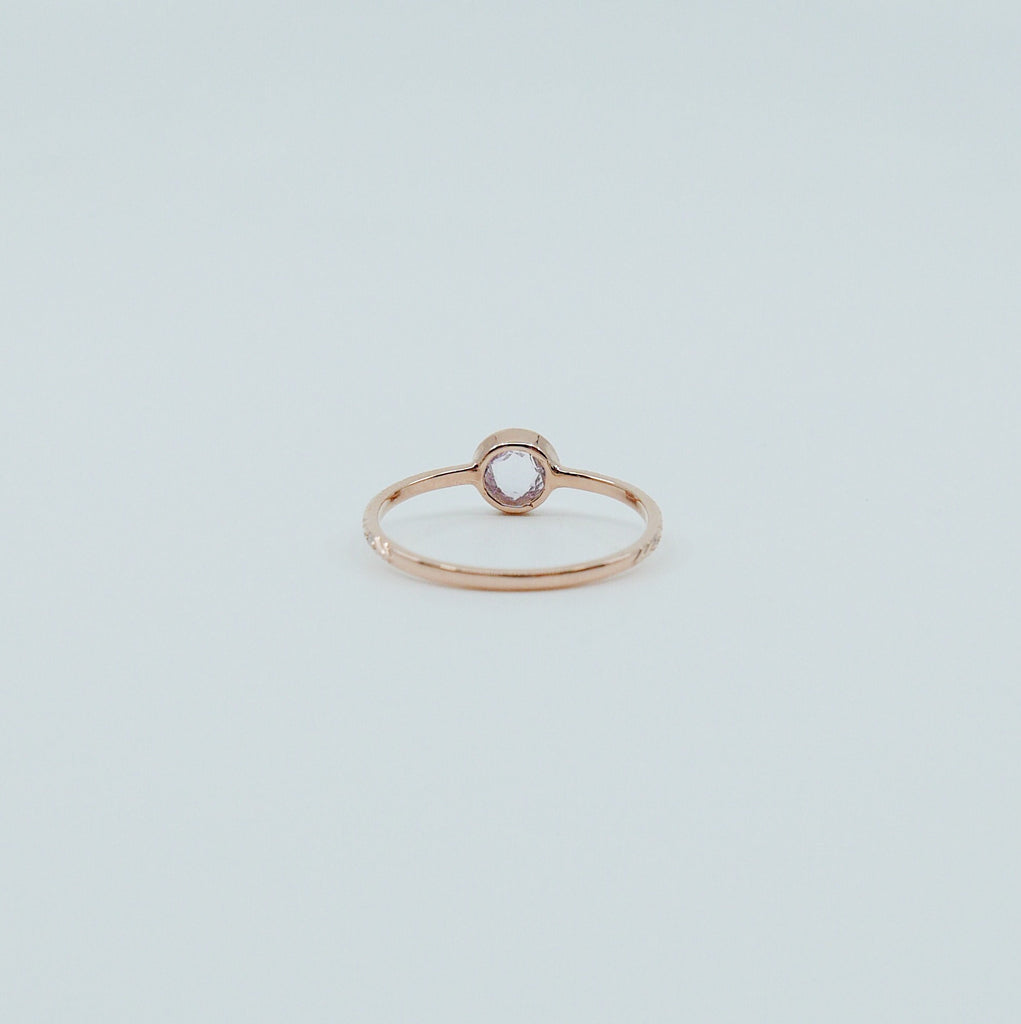 Juliette Rose Cut Light Pink Sapphire Ring, gold solitaire ring, bezel stone ring, 14k gold light pink sapphire ring, gold diamond band