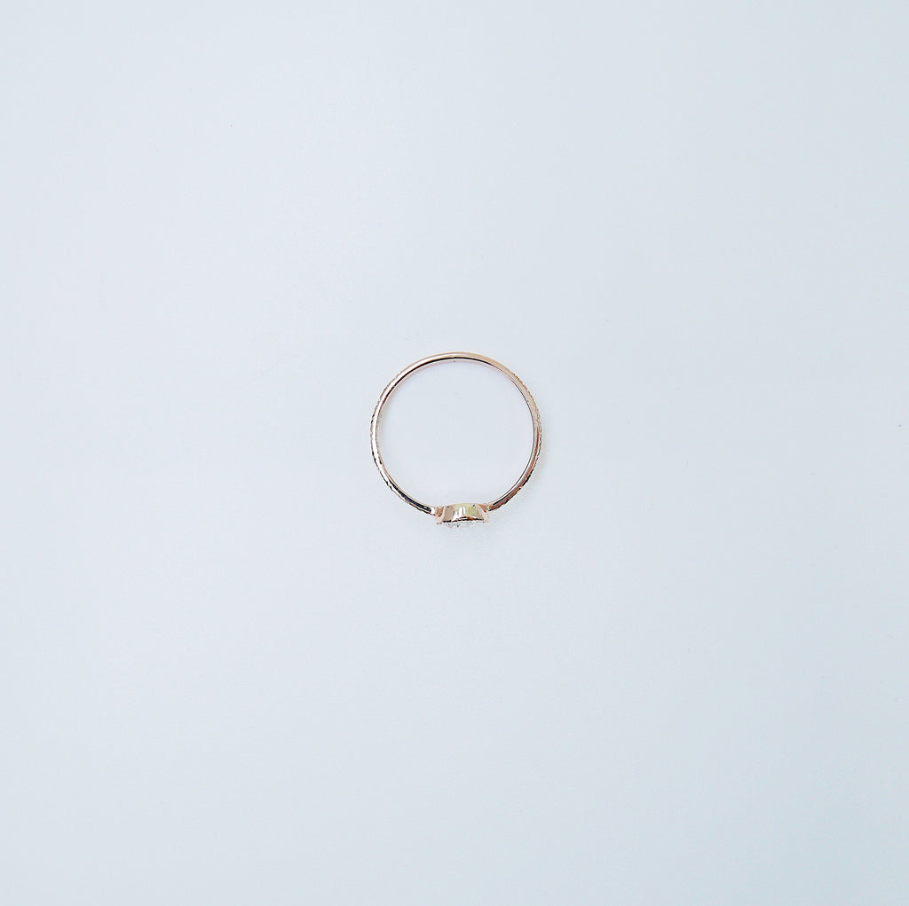 Justine Rose Cut Diamond Ring, gold solitaire ring, bezel stone ring, 14k gold diamond ring, gold hand engraved band, hand engraved band