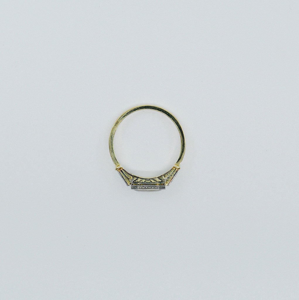 Edith Rose Cut Grey Diamond Ring, 18k Yellow Gold & Palladium Ring, rose cut gray diamond ring, art deco ring with diamonds, OOAK ring