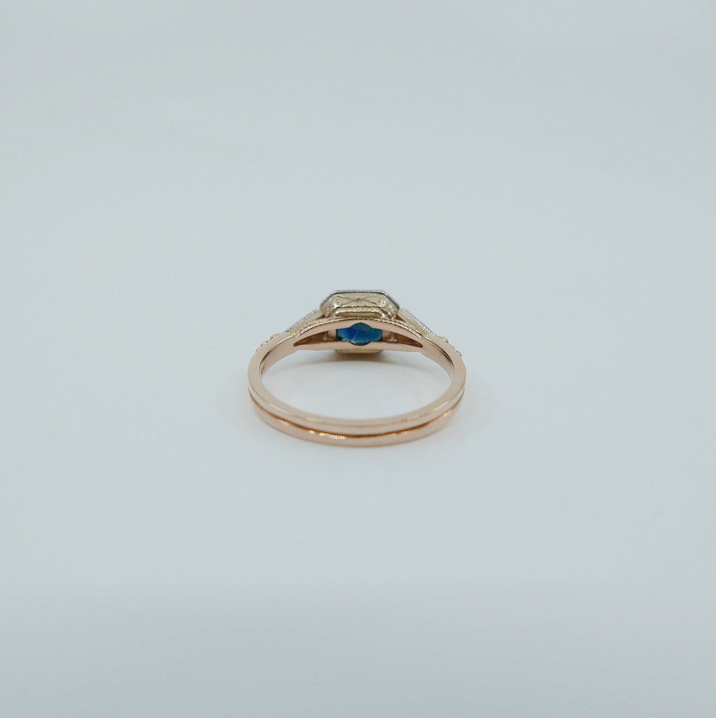 Iris Sapphire Ring, 14k gold & palladium ring, Sapphire ring with diamonds, Blue sapphire ring, Big sapphire statement ring, oval sapphire