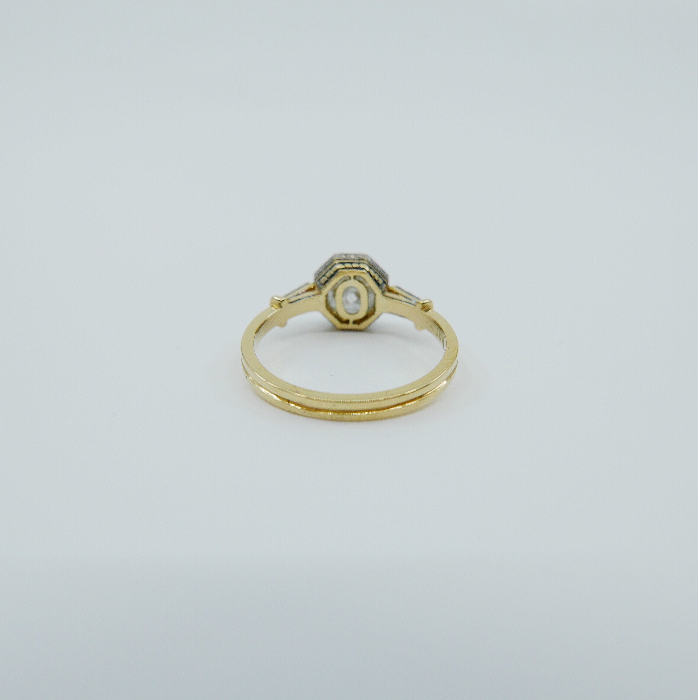 Lisbeth Salt & Pepper Diamond Ring, 18k Yellow Gold and Palladium Ring, salt and pepper diamond ring, art deco ring, OOAK ring