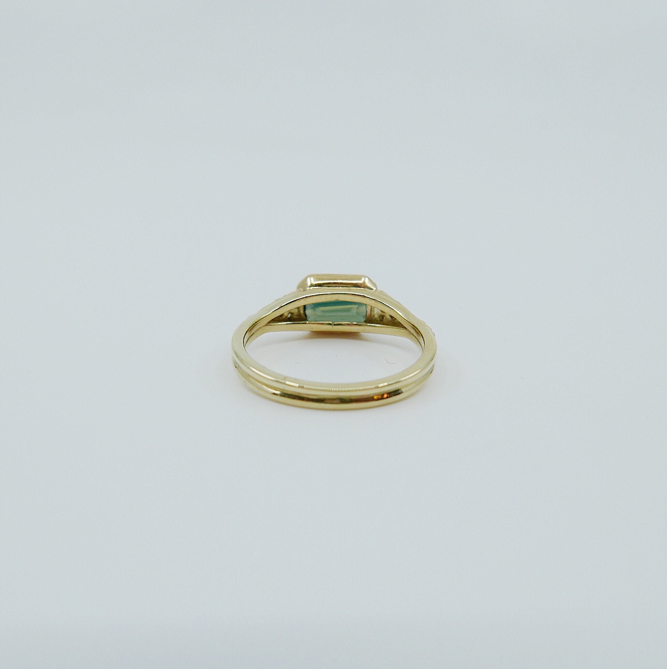 Inez Green Sapphire Ring, Sapphire and diamond ring, 14k gold green sapphire ring, sapphire ring, green sapphire ring