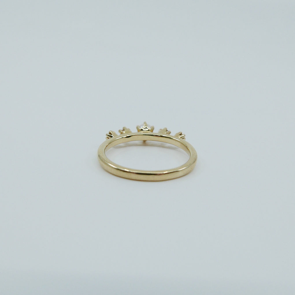 Adeline Pearl with Diamond Ring, 5 stone band, Pearl and Diamond ring, 14k gold stone ring, five stone ring, pearl ring, diamond ring