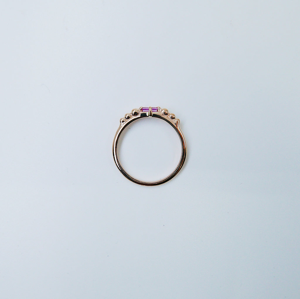 Ellipsis Baguette Sapphire Ring, baguette ring, sapphire and gold ring, 14k pink sapphire ring, pink sapphire ring, ellipsis ring