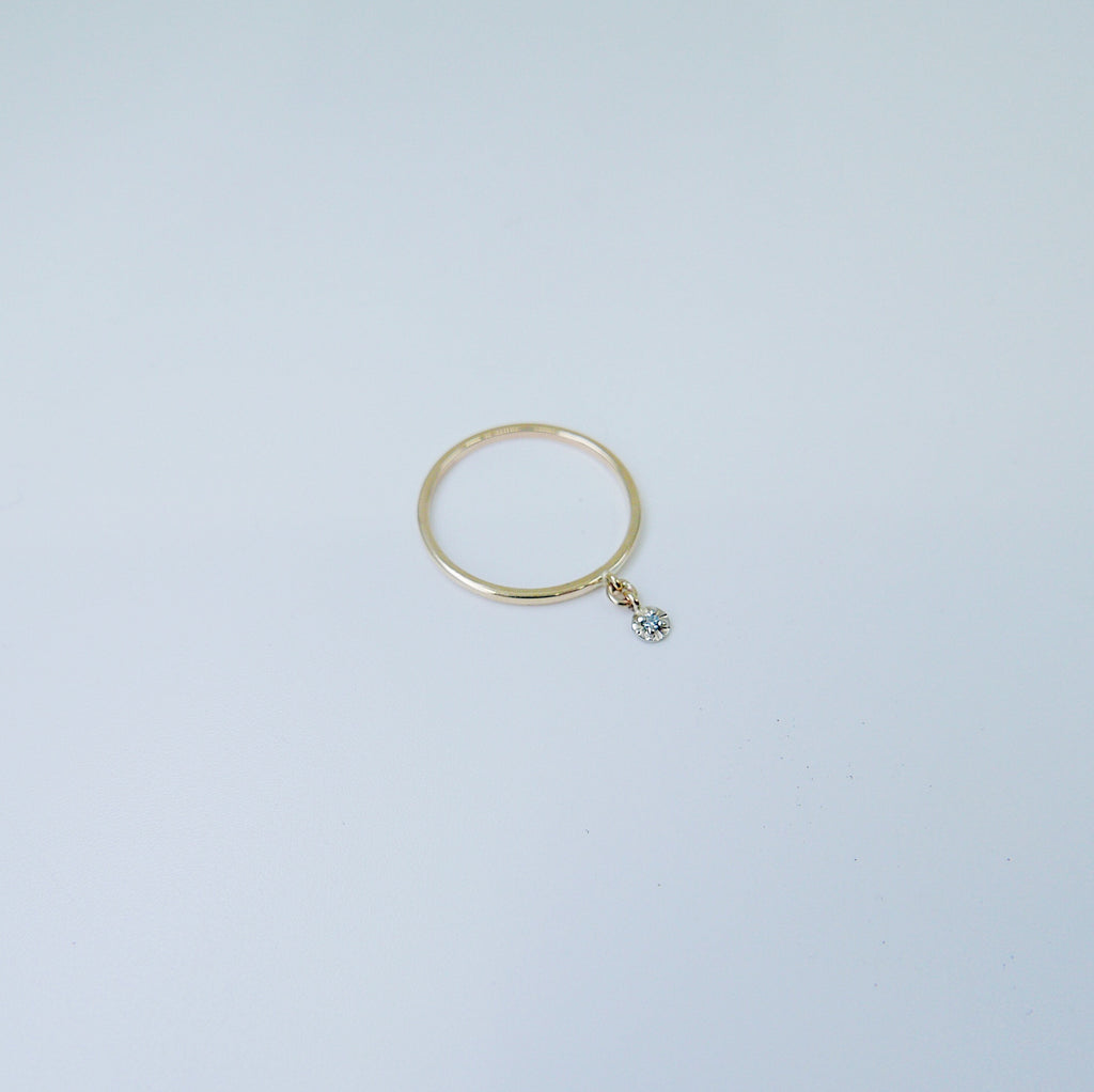 Cha Cha Diamond Charm Ring, Diamond Ring, Birthstone diamond ring, circle ring, charm ring, 14k gold circle ring, gold circle charm ring