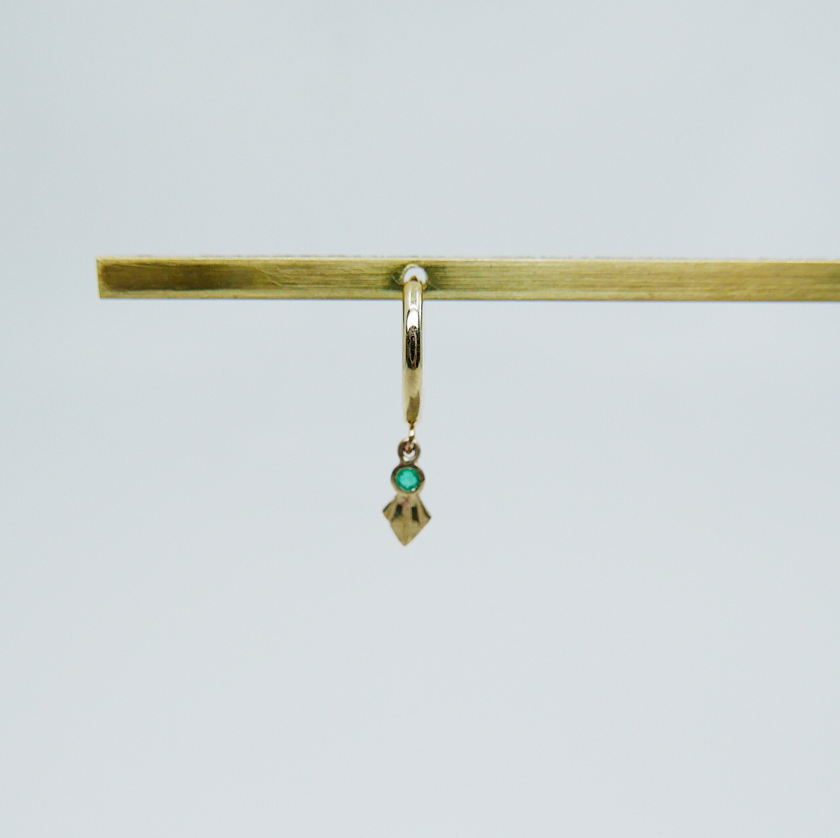 Fan Emerald Hoops, Art deco hoops, Geometric Hoop Earrings, Emerald hoops, emerald fan hoops, green fan earrings, emerald earrings