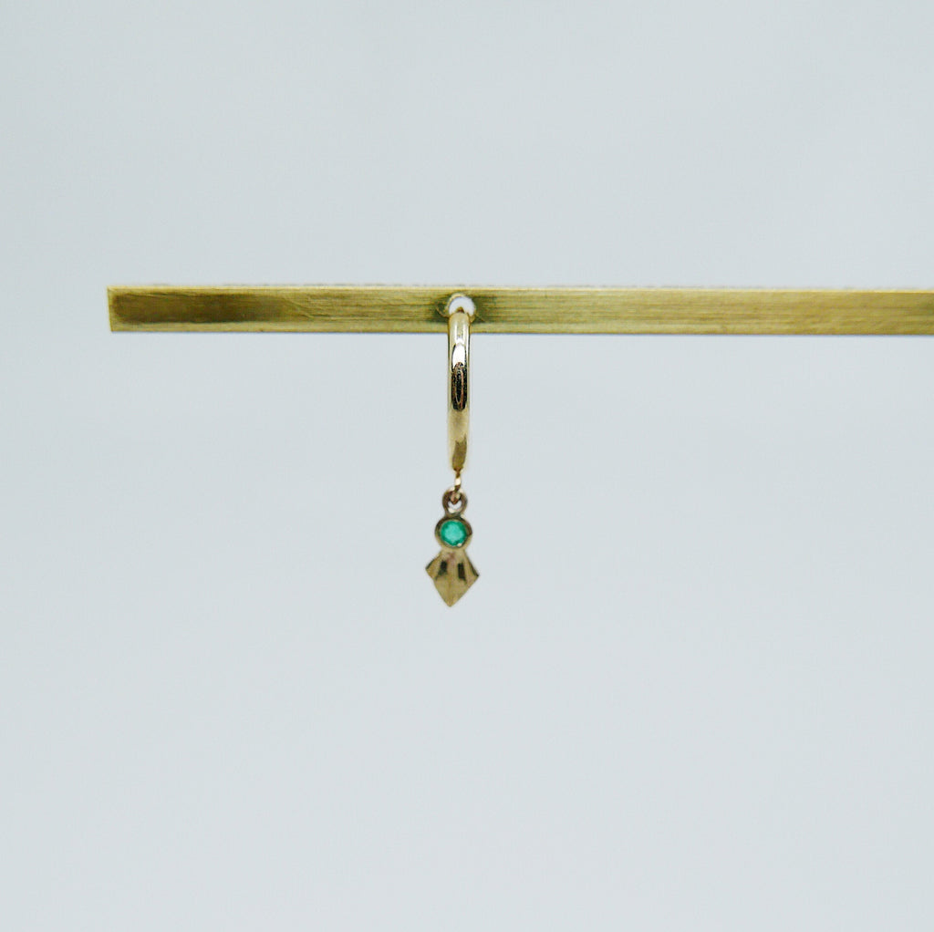 Fan Emerald Hoops, Art deco hoops, Geometric Hoop Earrings, Emerald hoops, emerald fan hoops, green fan earrings, emerald earrings