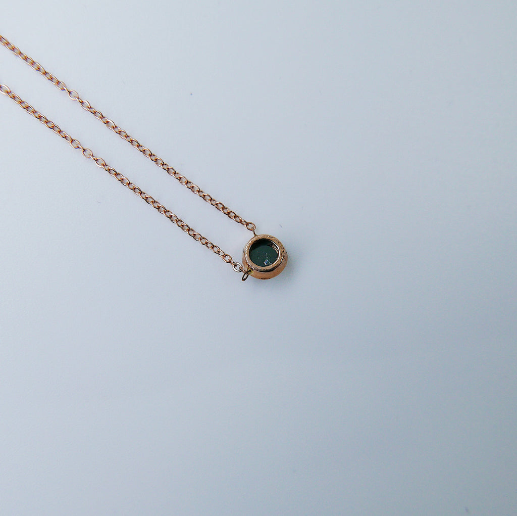 Black Diamond Bezel Necklace, 14k gold black diamond necklace, black diamond necklace, round black diamond necklace