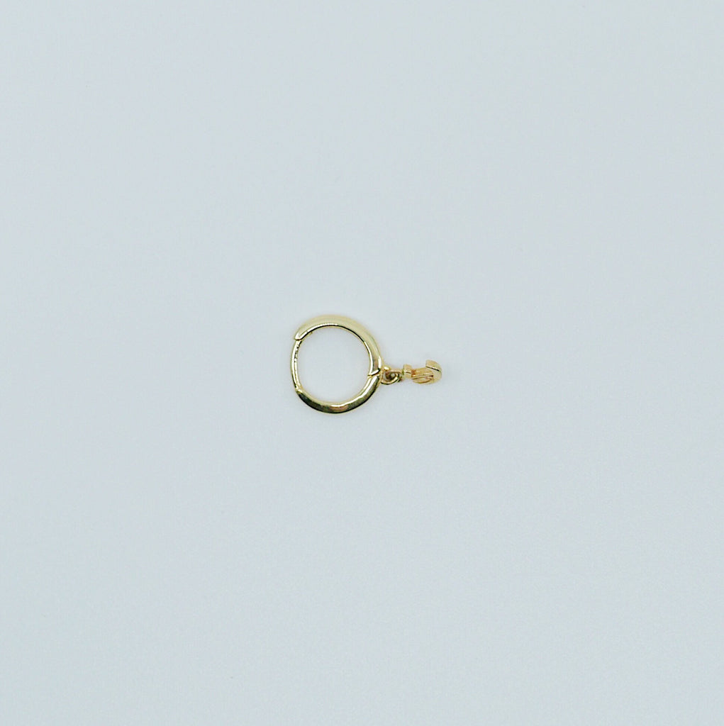 14K Old English Initial hoop Earring, Gold Old English Letter small hoop, Single charm hoop, Initial Earring, Initial hoop, 14k gold hoop