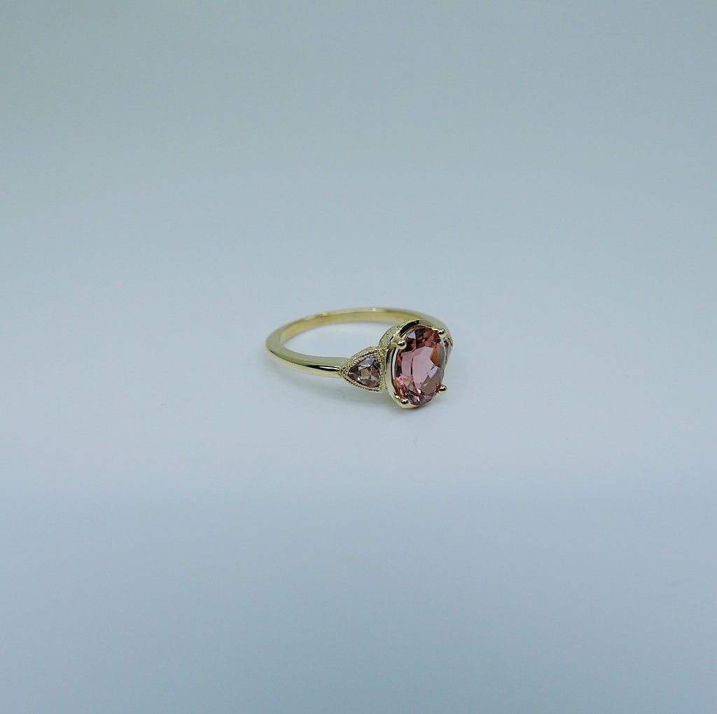Agatha Tourmaline Ring, tourmaline & morganite ring, oval tourmaline ring, morganite ring, pink tourmaline wedding ring