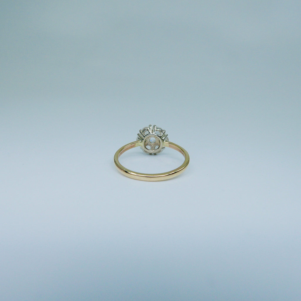 Flower Power Two Tone Diamond Ring, rose cut diamond engagement ring, alternative engagement, diamond birthstone, two tone cluster ring