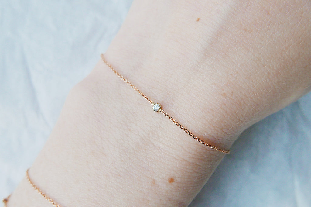 14k single diamond bracelet