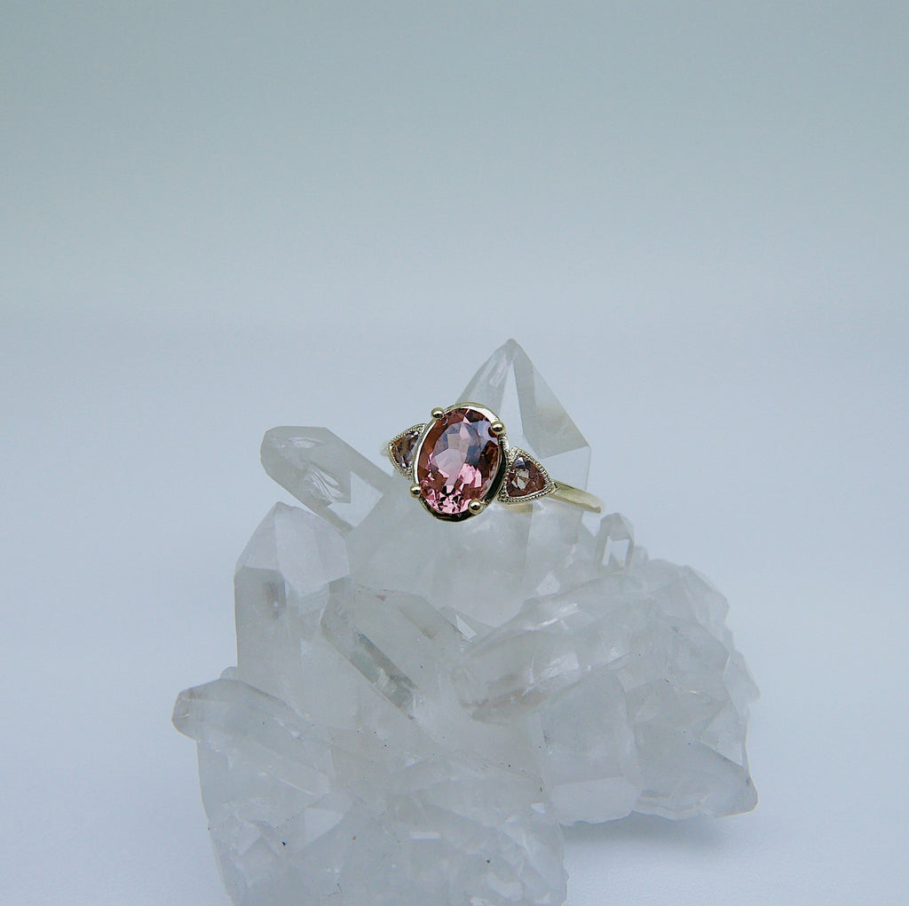 Agatha Tourmaline Ring, tourmaline & morganite ring, oval tourmaline ring, morganite ring, pink tourmaline wedding ring