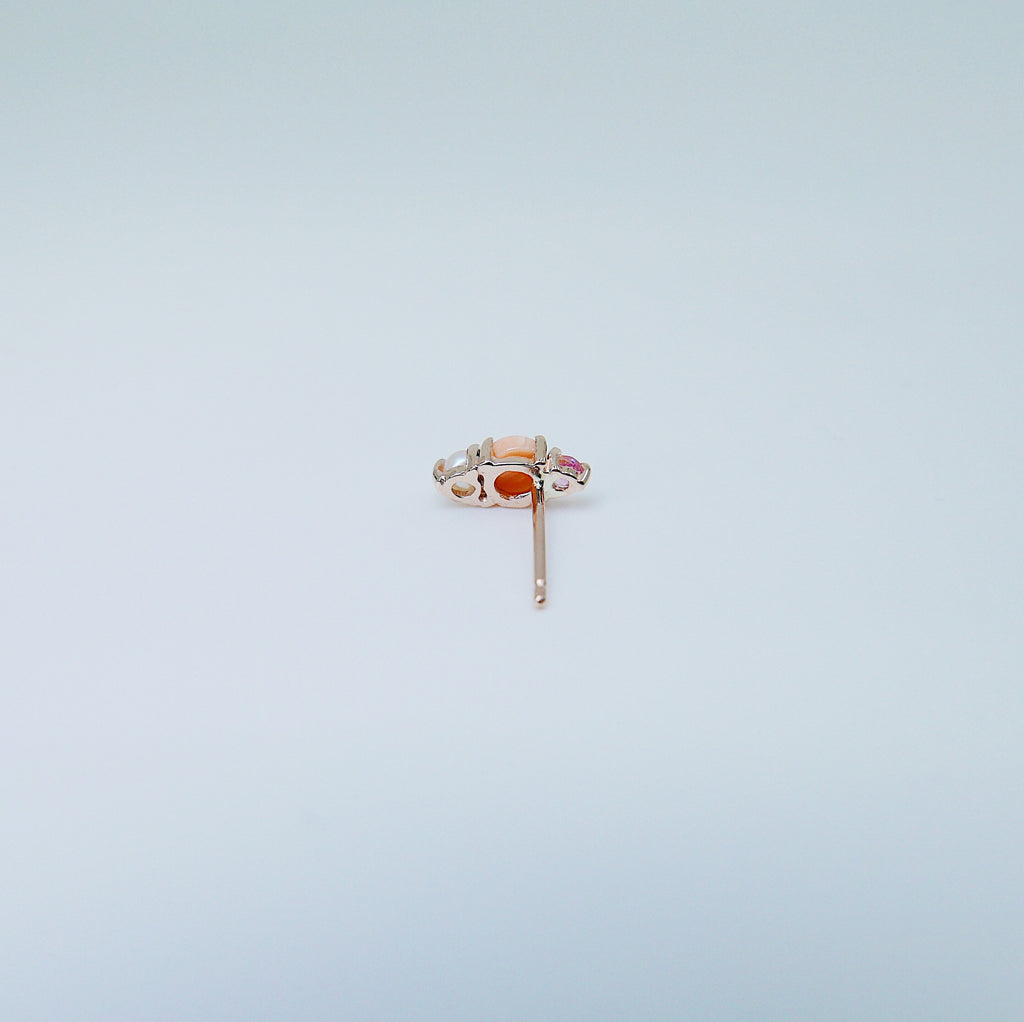 Products Trio Coral Earring, Coral, Tourmaline, Pearl