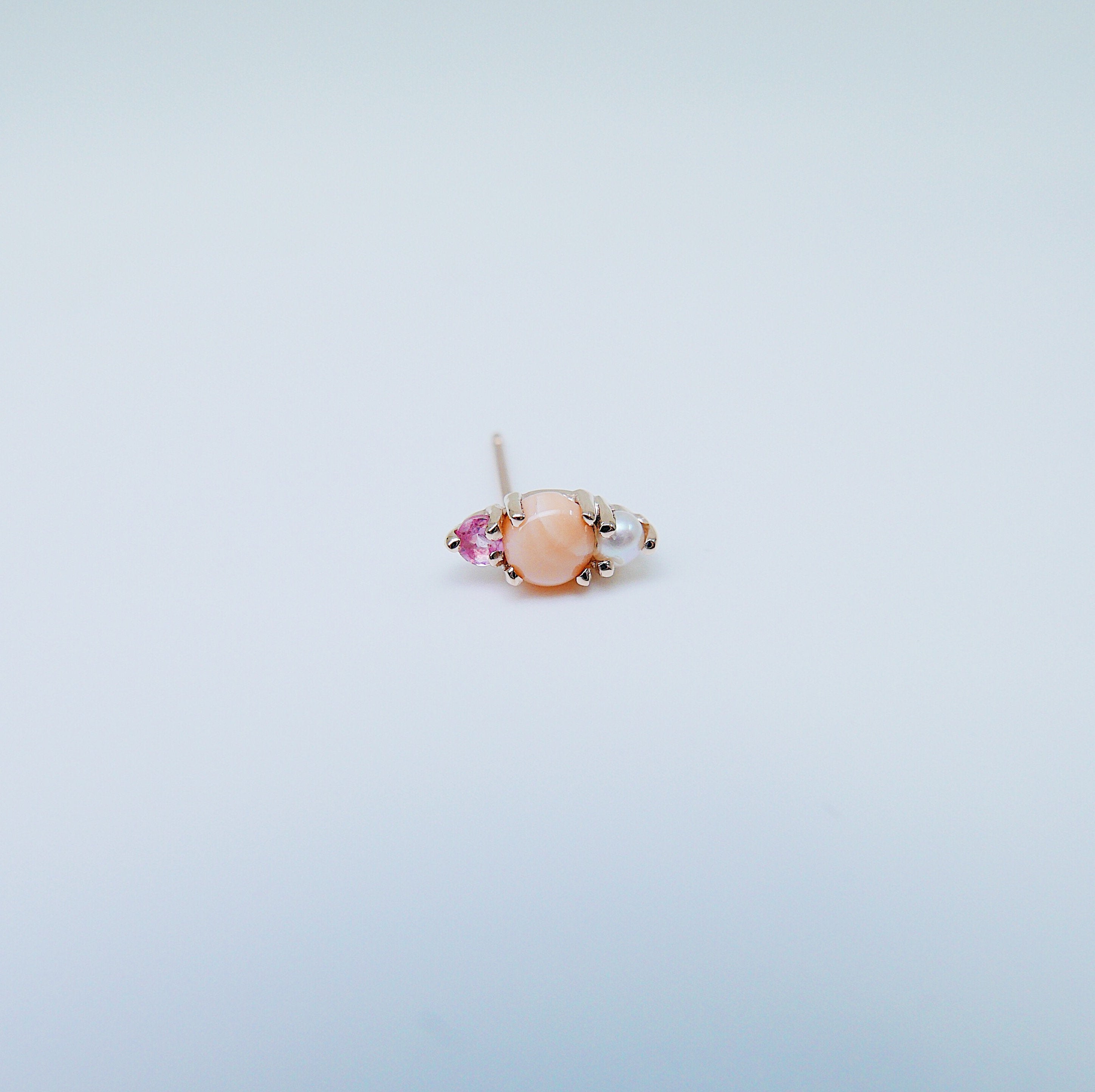 Products Trio Coral Earring, Coral, Tourmaline, Pearl