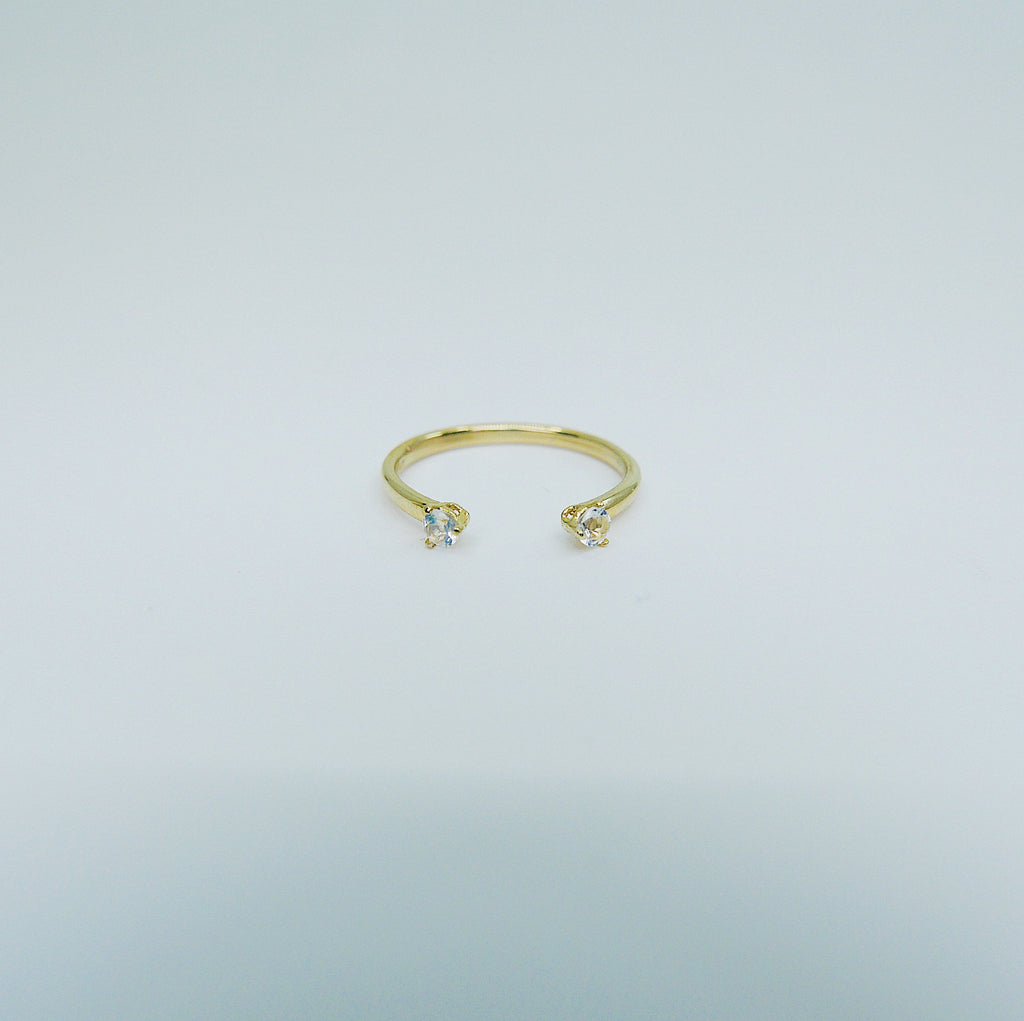 Mini Moonstone Cuff Ring, open moonstone Stacking ring, Simple moonstone ring, open band, small moonstone cuff ring, dainty gold band