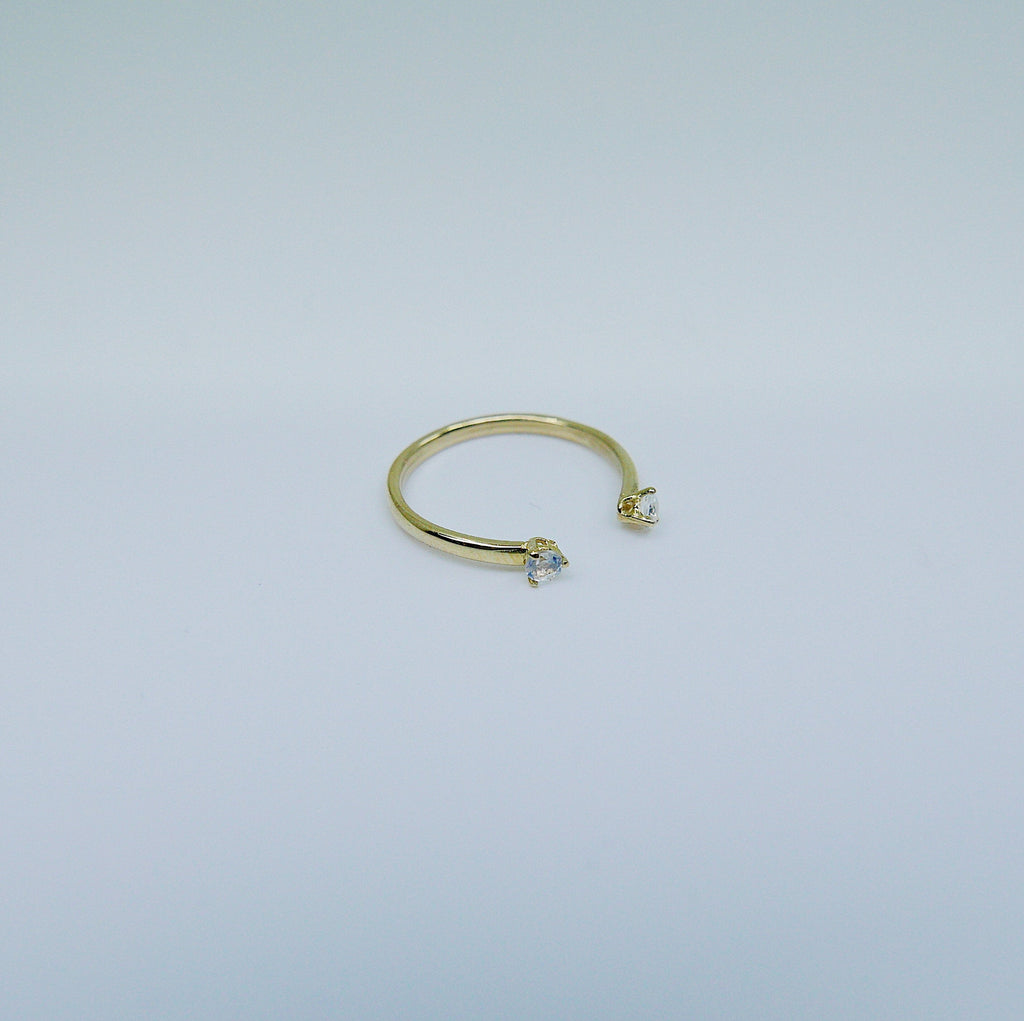 Mini Moonstone Cuff Ring, open moonstone Stacking ring, Simple moonstone ring, open band, small moonstone cuff ring, dainty gold band