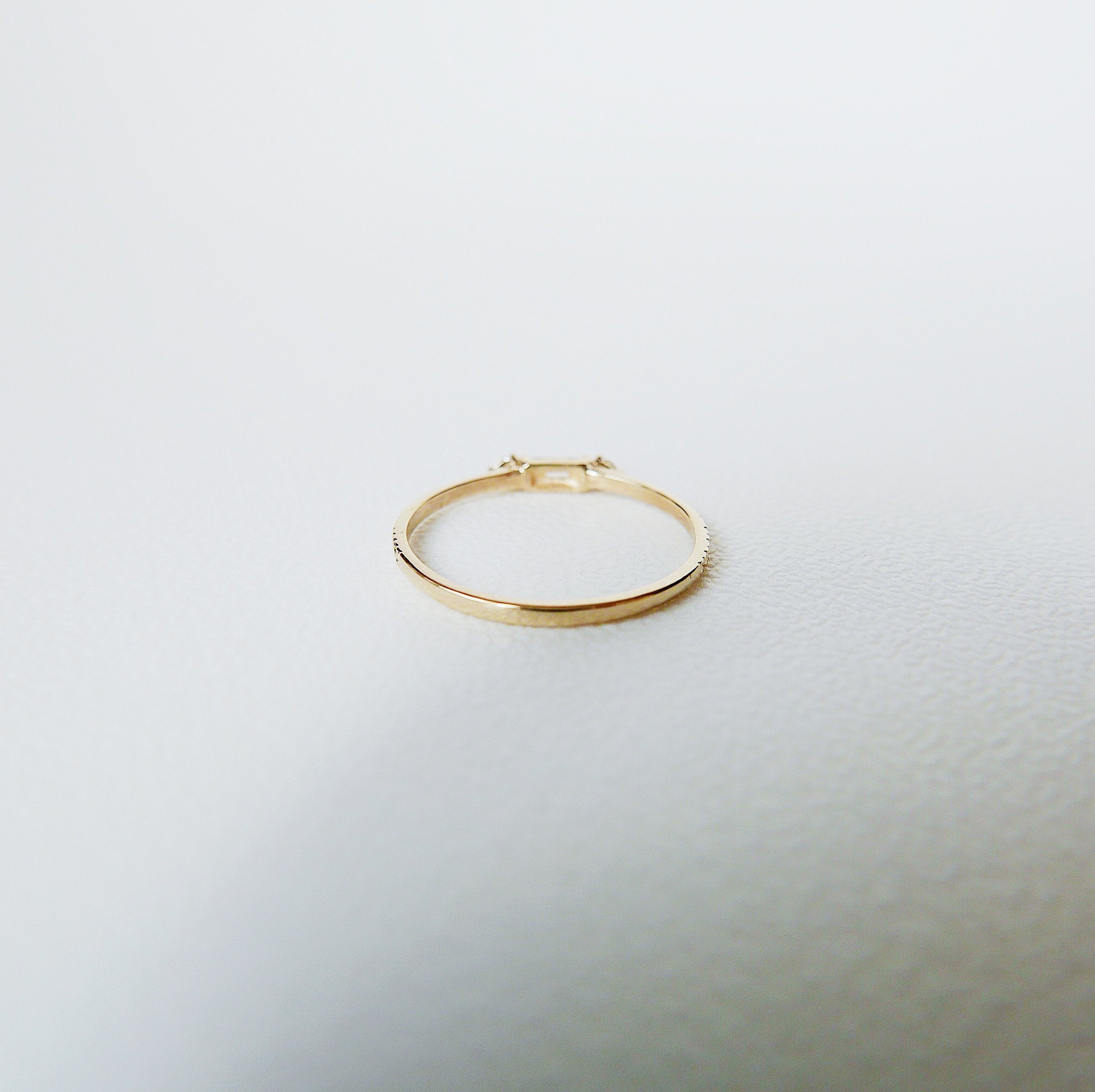 Grand Baguette Champagne Diamond Ring 14k gold ring