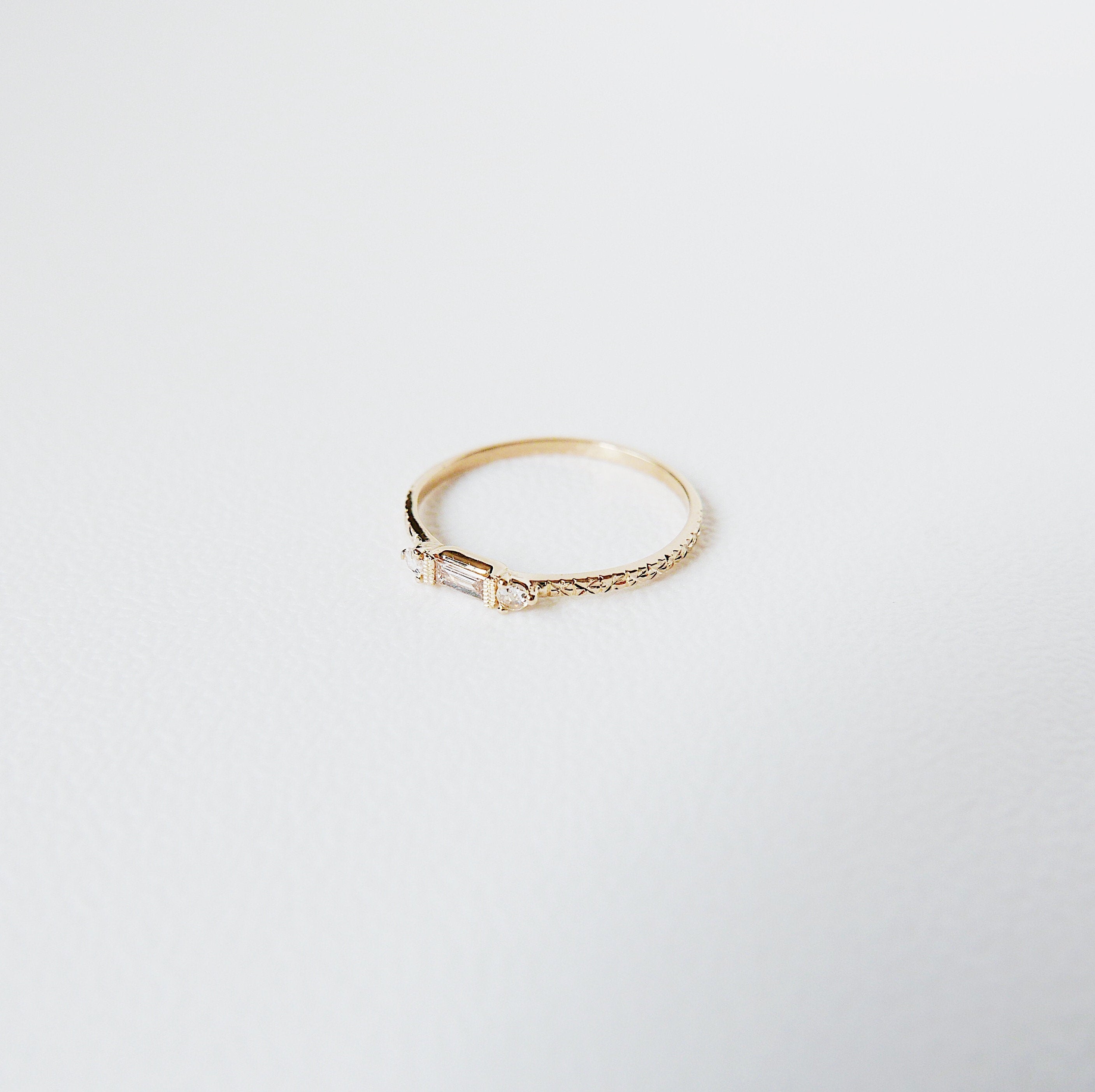 Grand Baguette Champagne Diamond Ring 14k gold ring