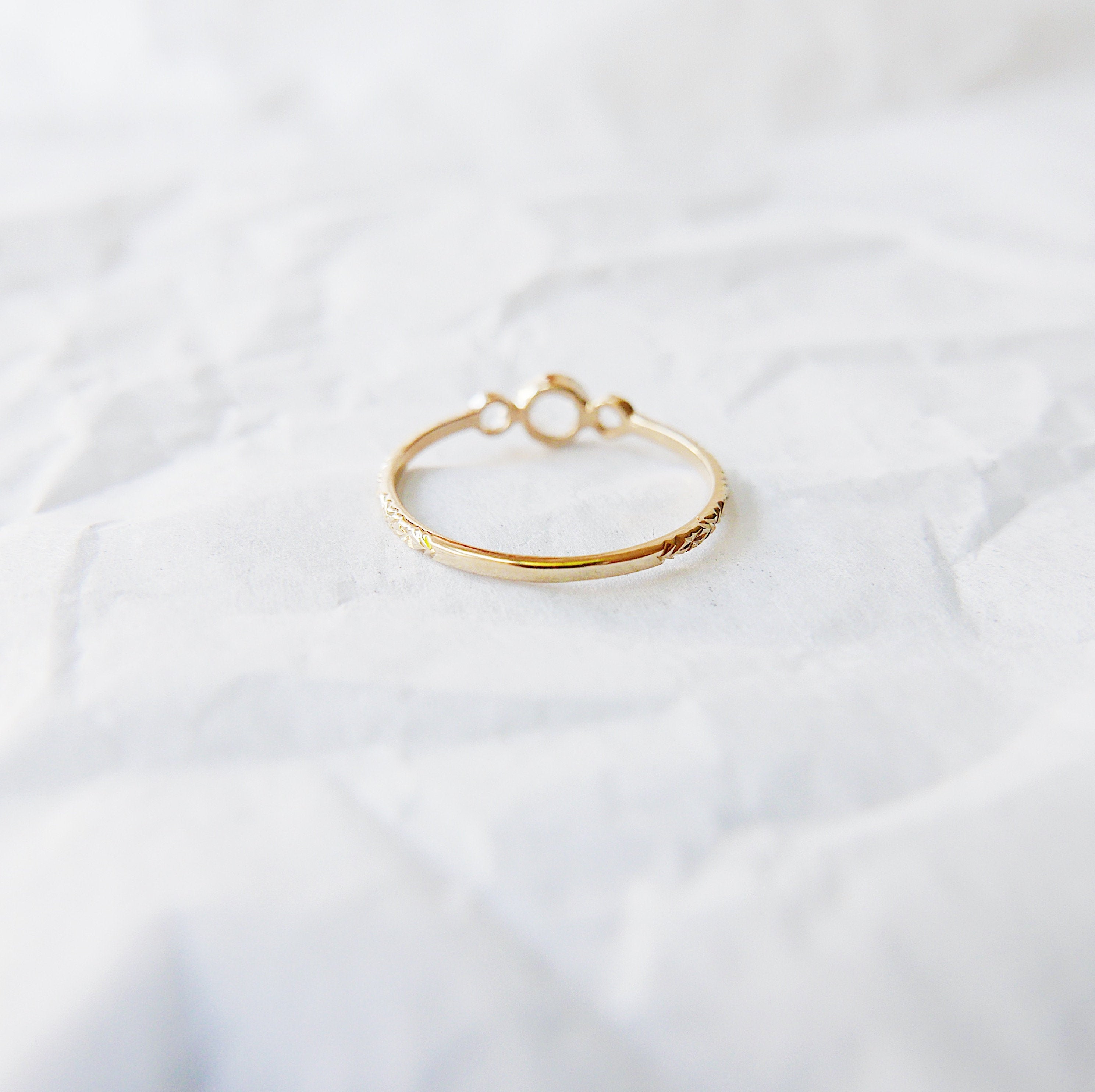 three stone ring  three stone band  three diamond ring  rose cut diamonds  Rings  minimalist  mgj  mason grace jewelry  mason grace  jewelry  hand engraved band  gift  fine jewelry  diamond ring  diamond  delicate gold ring  dainty ring  classic ring  birthstone ring