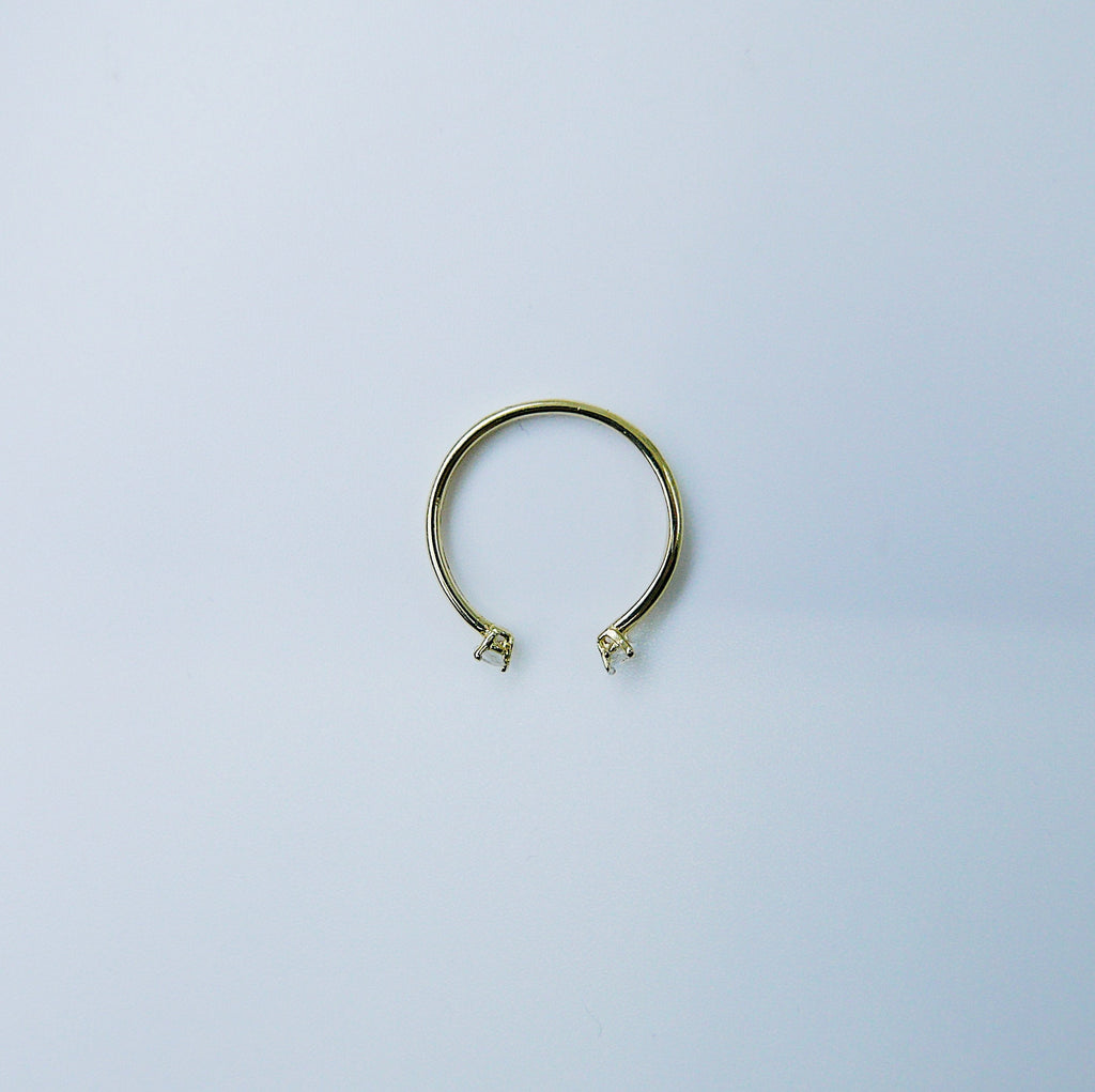 Mini Moonstone Cuff Ring, open moonstone Stacking ring, Simple moonstone ring, open band, small moonstone cuff ring, dainty gold band