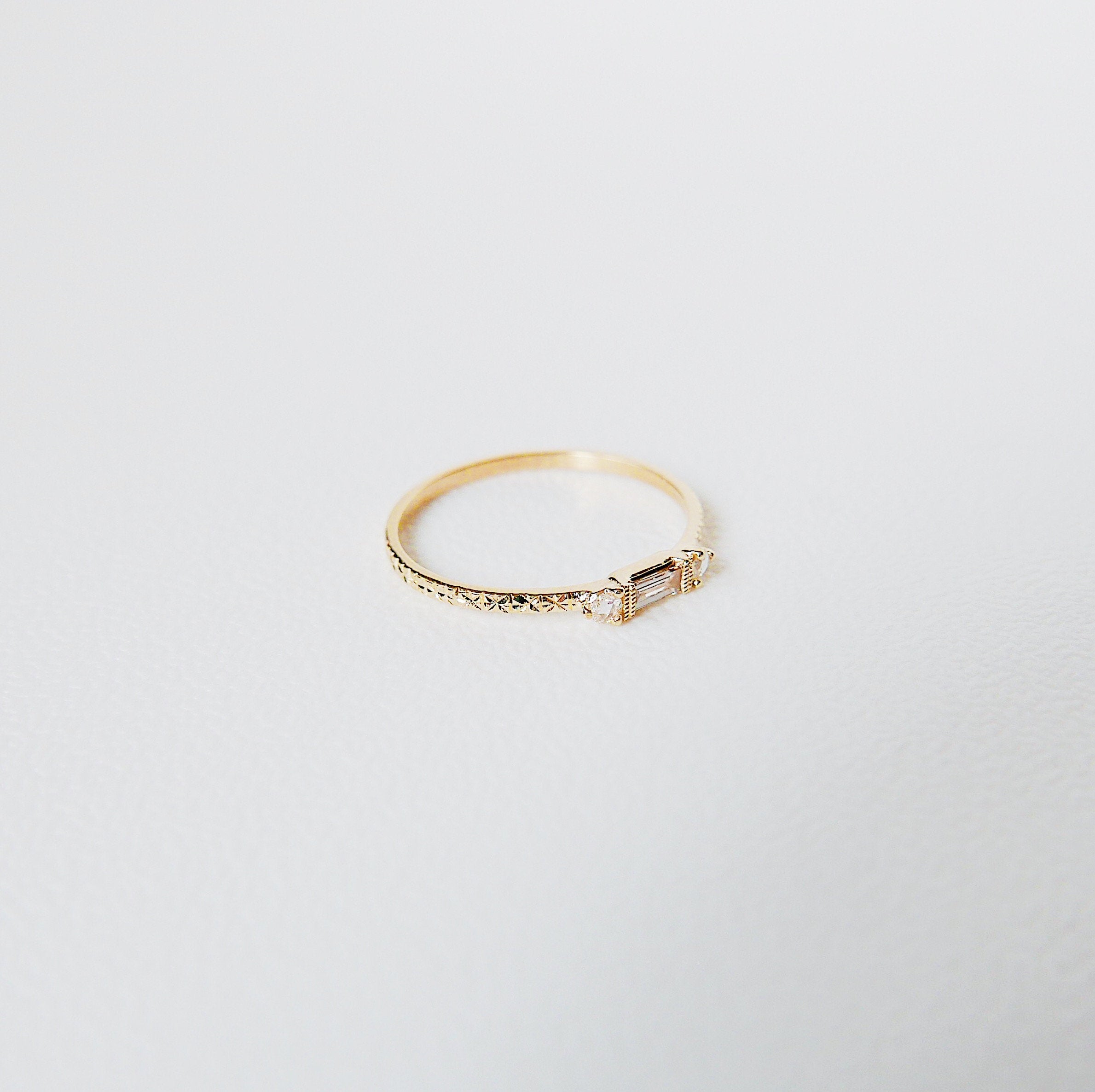 Grand Baguette Champagne Diamond Ring 14k gold ring