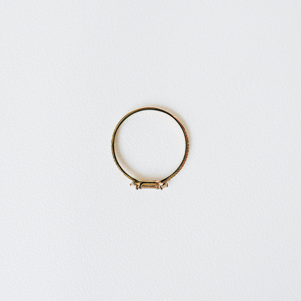 Grand Baguette Champagne Diamond Ring 14k gold ring