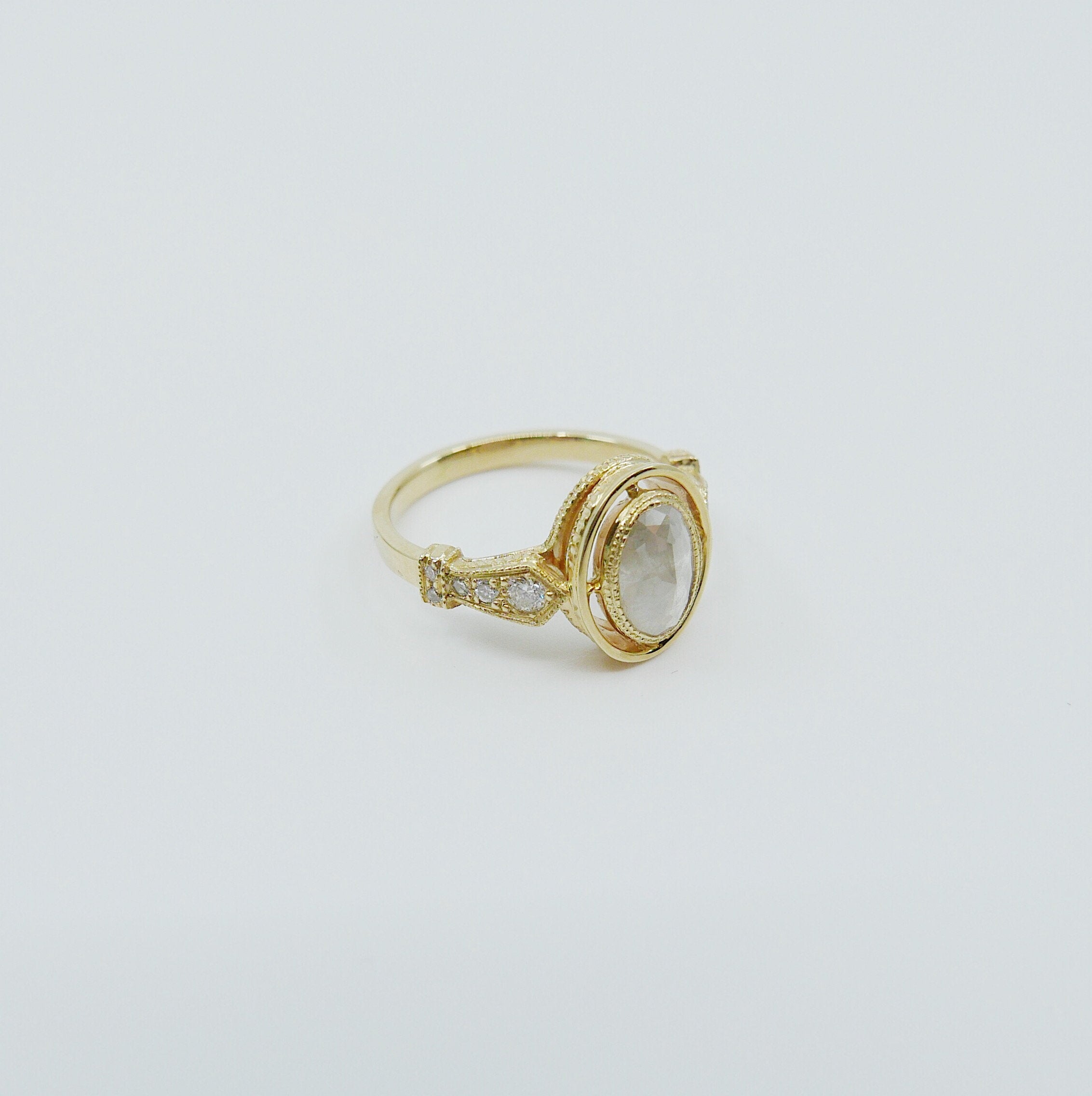 unique diamond ring  Statement Rings  rustic oval ring  rustic diamond ring  rustic diamond  Rings  oval rustic diamond  OOAK  mgj  mason grace jewelry  mason grace  jewelry  hazel ring  halo diamond ring  gray diamond ring  fine jewelry  diamond ring  classy ring  classic ring  alternative bridal