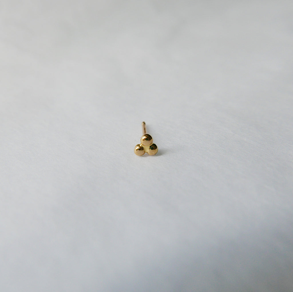 Three Dot Stud Earring, 14k ball earring, 14k gold stud, gold three ball stud, 14k gold stud earring