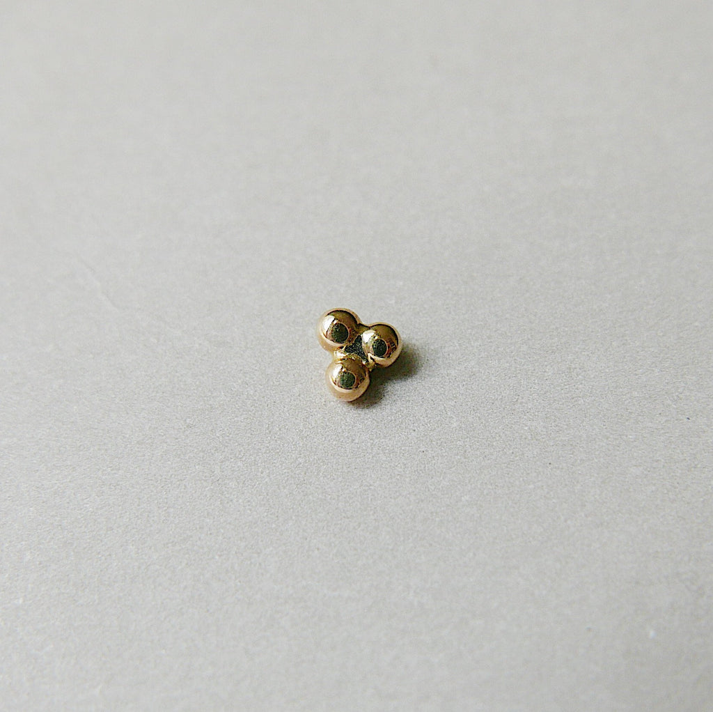 Three Dot Stud Earring, 14k ball earring, 14k gold stud, gold three ball stud, 14k gold stud earring