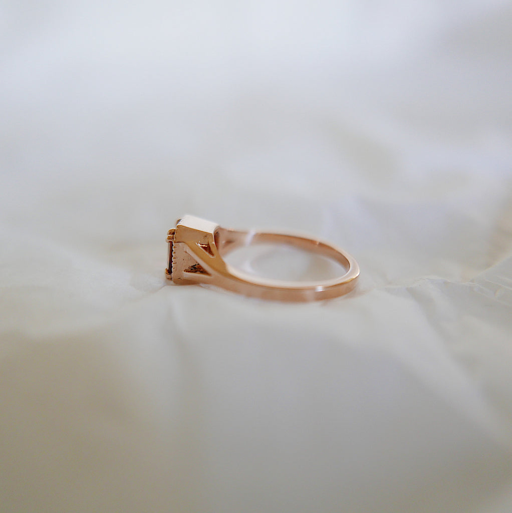 wedding ring  vintage inspired  tourmaline ring  square cut ring  Rings  raspberry tourmaline  raspberry ring  push gift  pink and red ring  OOAK  Multi-Stone Rings  mgj  mason grace jewelry  mason grace  jewelry  fine jewelry  Engagement ring  Classic ring  Art Deco  anniversary ring  alternative bridal