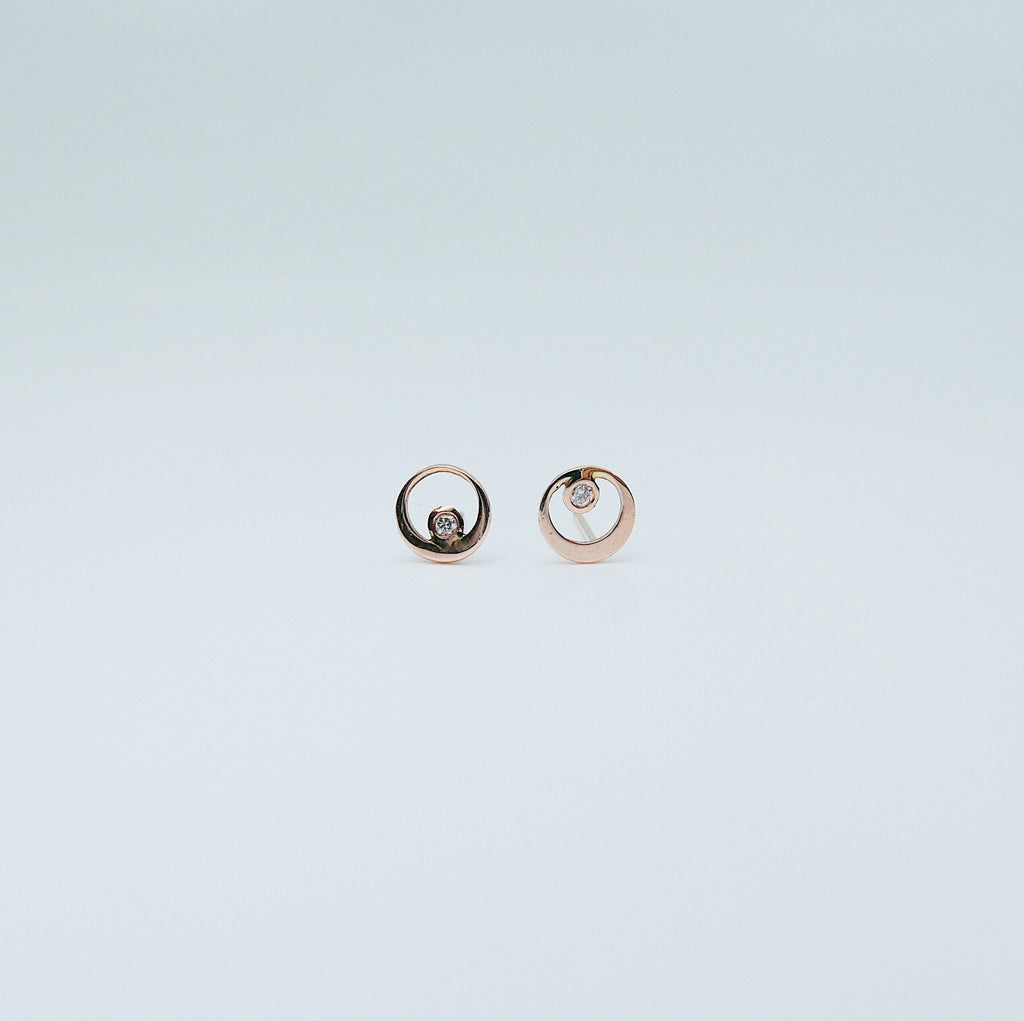 Topsy Turvy Stud Earrings.Diamond, Ruby, Sapphire,Emerald, 14k gold