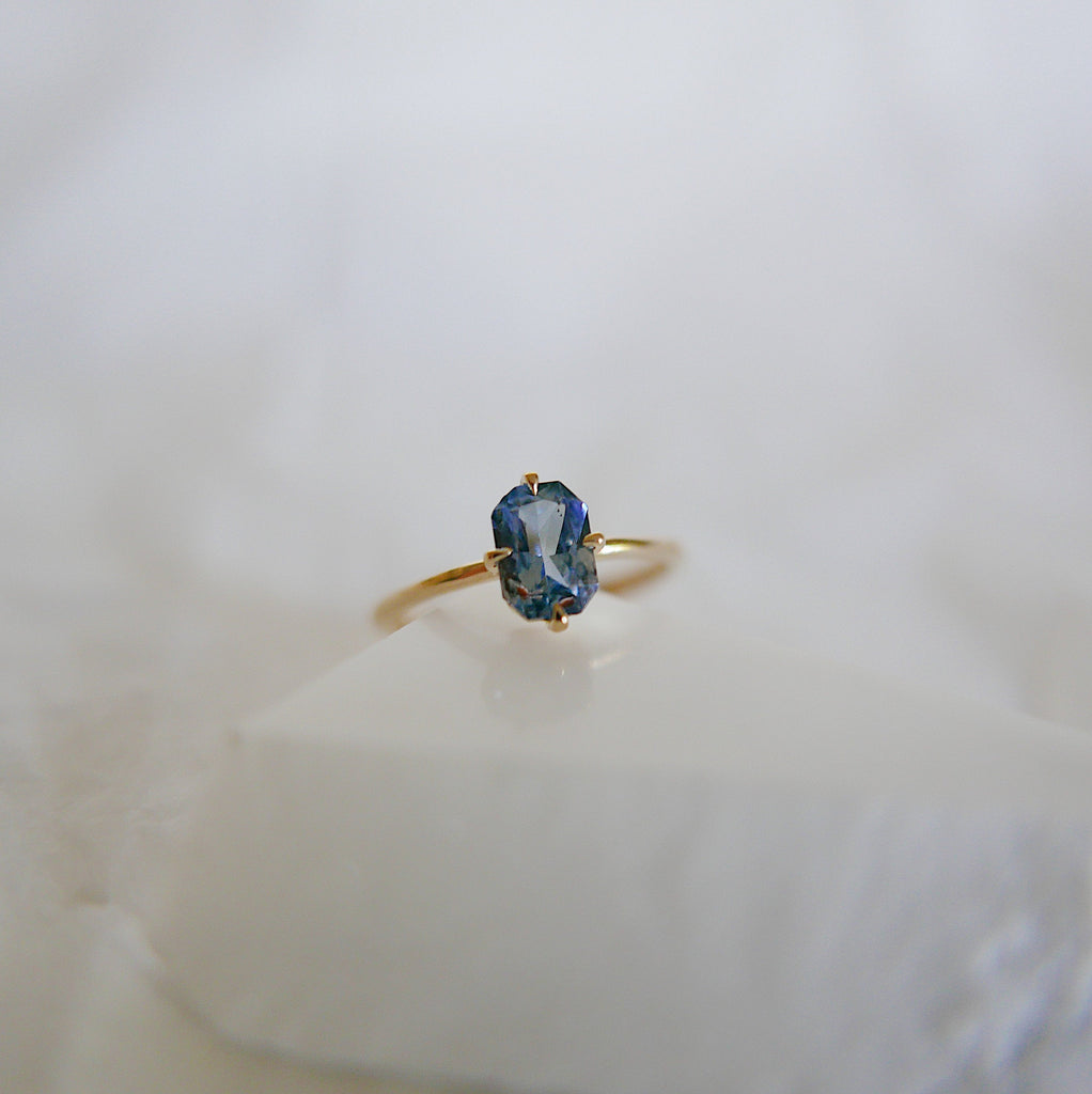 wedding ring  vintage inspired  solitaire ring  sapphire ring  Rings  radiant cut ring  push gift  OOAK  Multi-Stone Rings  mgj  mason grace jewelry  mason grace  jewelry  hand engraved  fine jewelry  Engagement ring  Classic ring  blue sapphire ring  Art Deco  anniversary ring  alternative bridal
