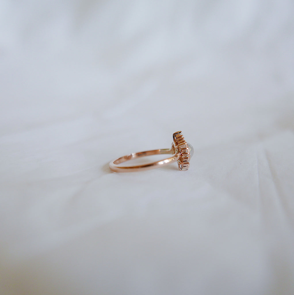 vintage inspired  Statement Rings  rustic vintage ring  rustic diamond ring  rose gold ring  Rings  OOAK ring  OOAK  one of a kind ring  one of a kind  mgj  mason grace jewelry  mason grace  jewelry  halo diamond ring  fine jewelry  engagement ring  eloise ring  diamond ring  diamond  classy ring
