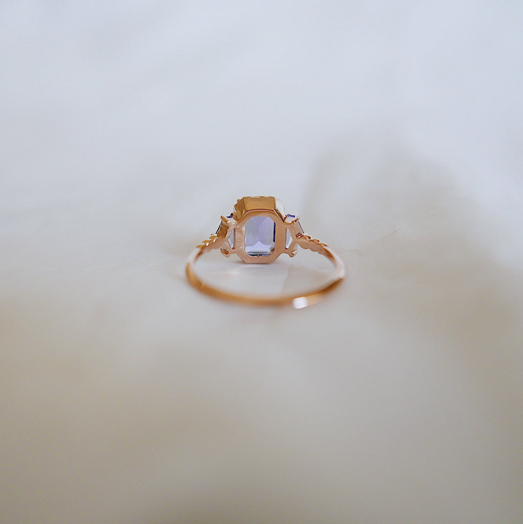 Tanzanite Ring, OOAK, three stone ring, 14k gold tanzanite ring, 14k gold ring, hand engraved band, one of a kind ring