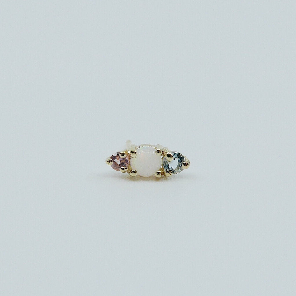 Trio Opal Earring, Opal, Sapphire. Aquamarine