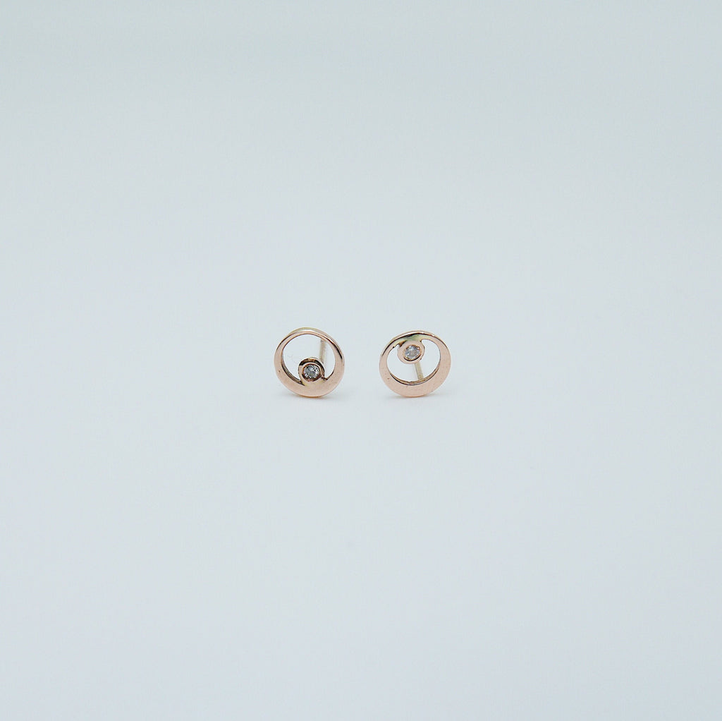 Topsy Turvy Stud Earrings.Diamond, Ruby, Sapphire,Emerald, 14k gold