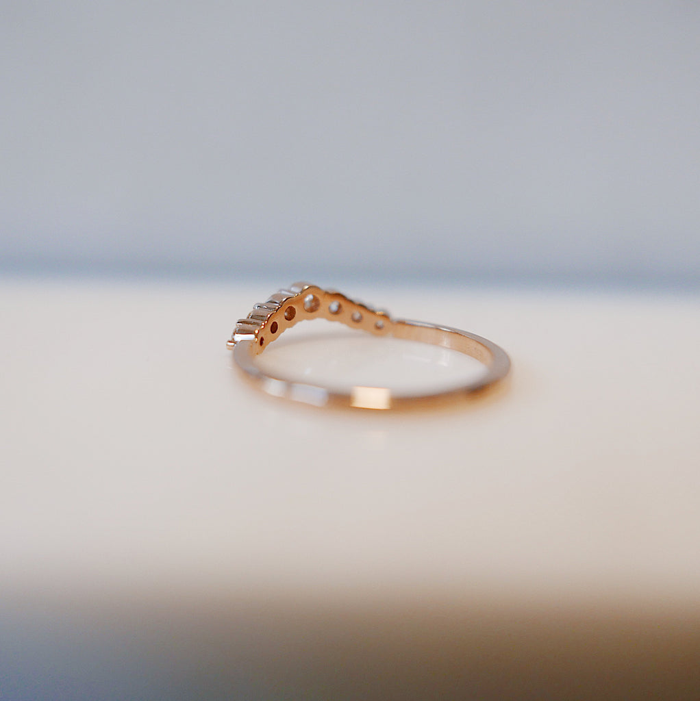 Allegra Diamond Arc Ring, white diamond nesting ring, black, 14k gold arc ring, delicate wedding band, stacking ring, wedding set