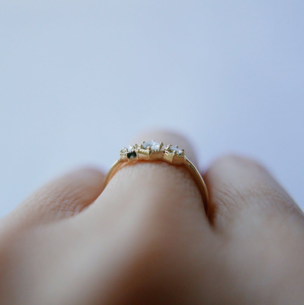 Triple Frame Diamond Ring, diamond bezel ring, diamond stacking ring, diamond ring, triple stone ring, three stone ring, diamond ring