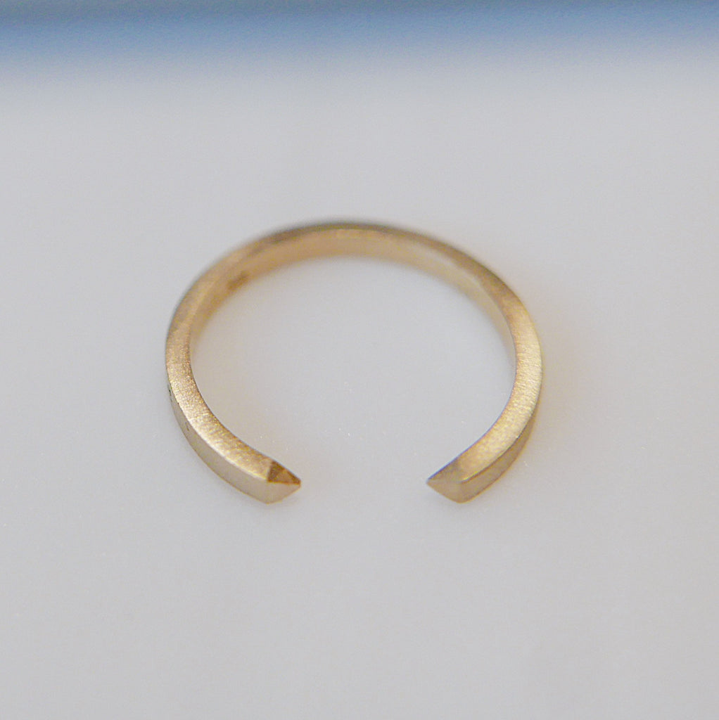 On Pointe Brushed Ring, gold cuff ring, stacking open ring, 14k gold cuff ring