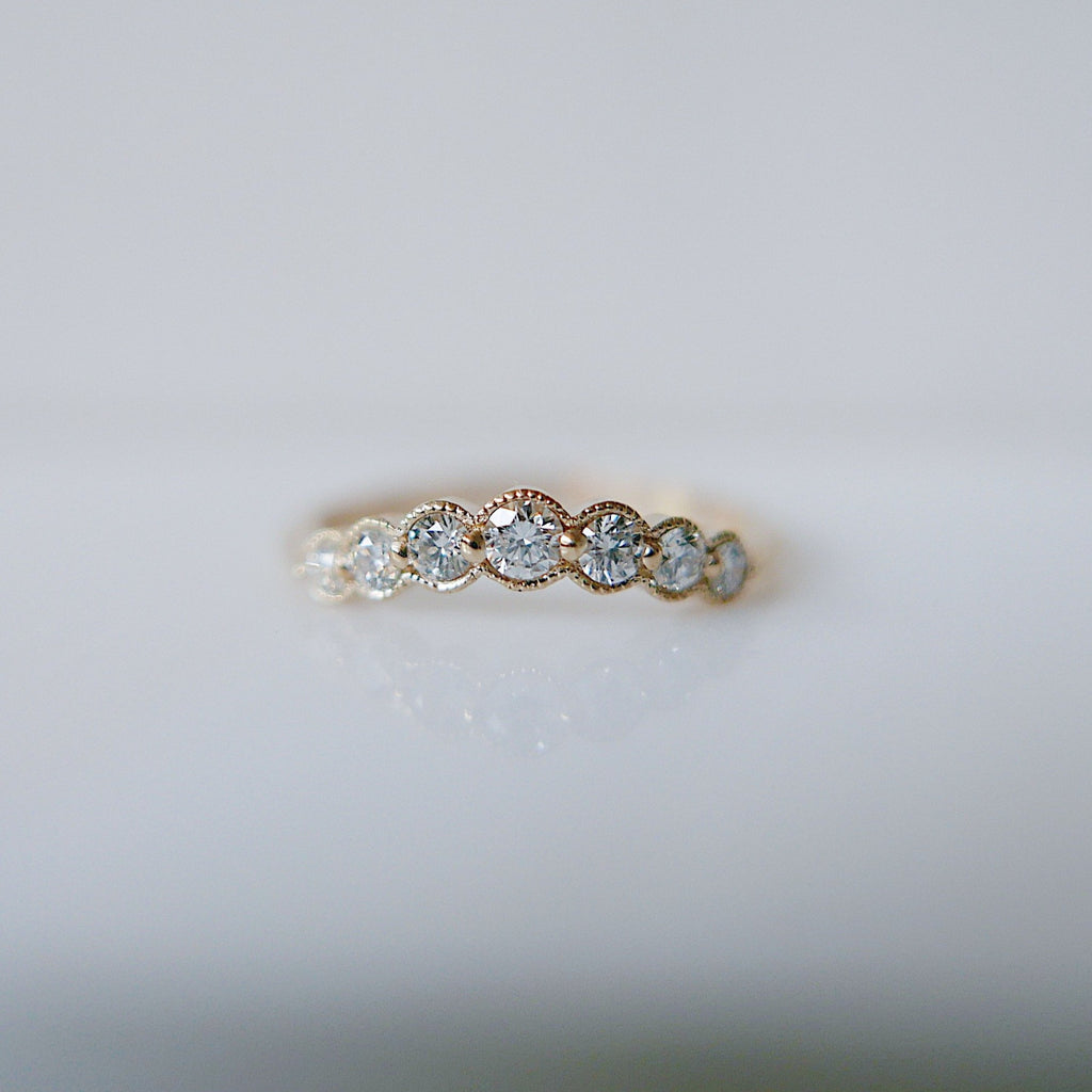 Monet Bezel Diamond Arc Ring, white diamond nesting ring, tracer ring, stacking band, wedding set