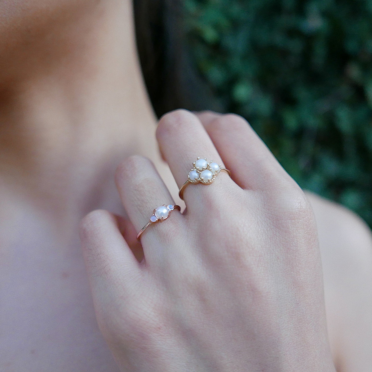 Miss Lady Pearl Ring, Pearl Stacking ring, pearl ring, Pearl cluster band, small pearl ring, gold pearl band, dainty pearl ring